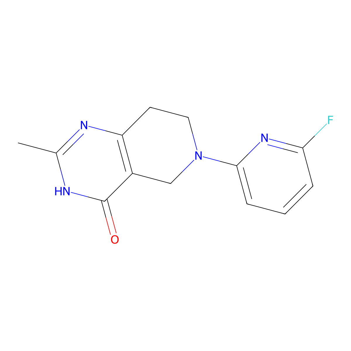 6-(6-fluoropyridin-2-yl)-2-methyl-3H,4H,5H,6H,7H,8H-pyrido[4,3-d]pyrimidin-4-one molecular structure, CAS 3054555-08-4