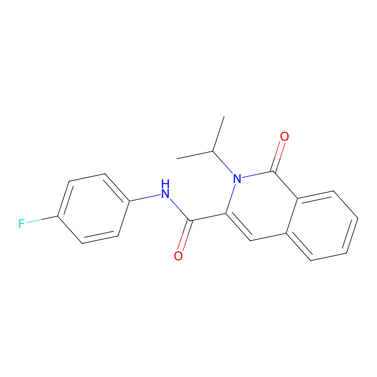 N-(4-fluorophenyl)-1-oxo-2-propan-2-ylisoquinoline-3-carboxamide molecular structure, CAS 3054555-11-9