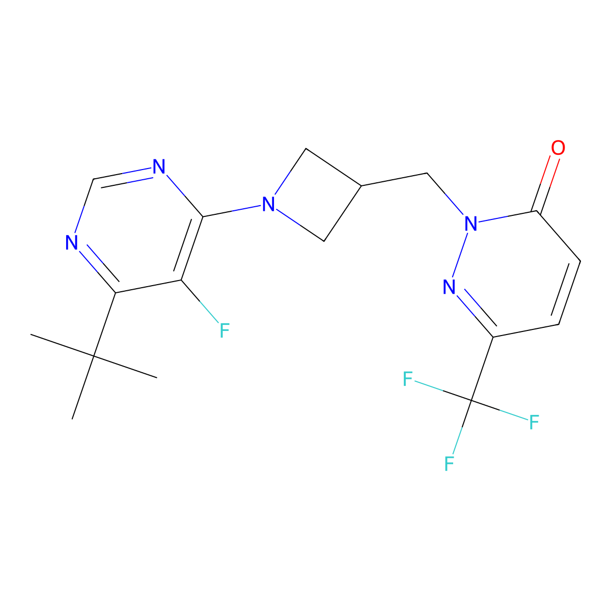 2-{[1-(6-Tert-butyl-5-fluoropyrimidin-4-yl)azetidin-3-yl]methyl}-6-(trifluoromethyl)-2,3-dihydropyridazin-3-one molecular structure, CAS 3054555-16-4