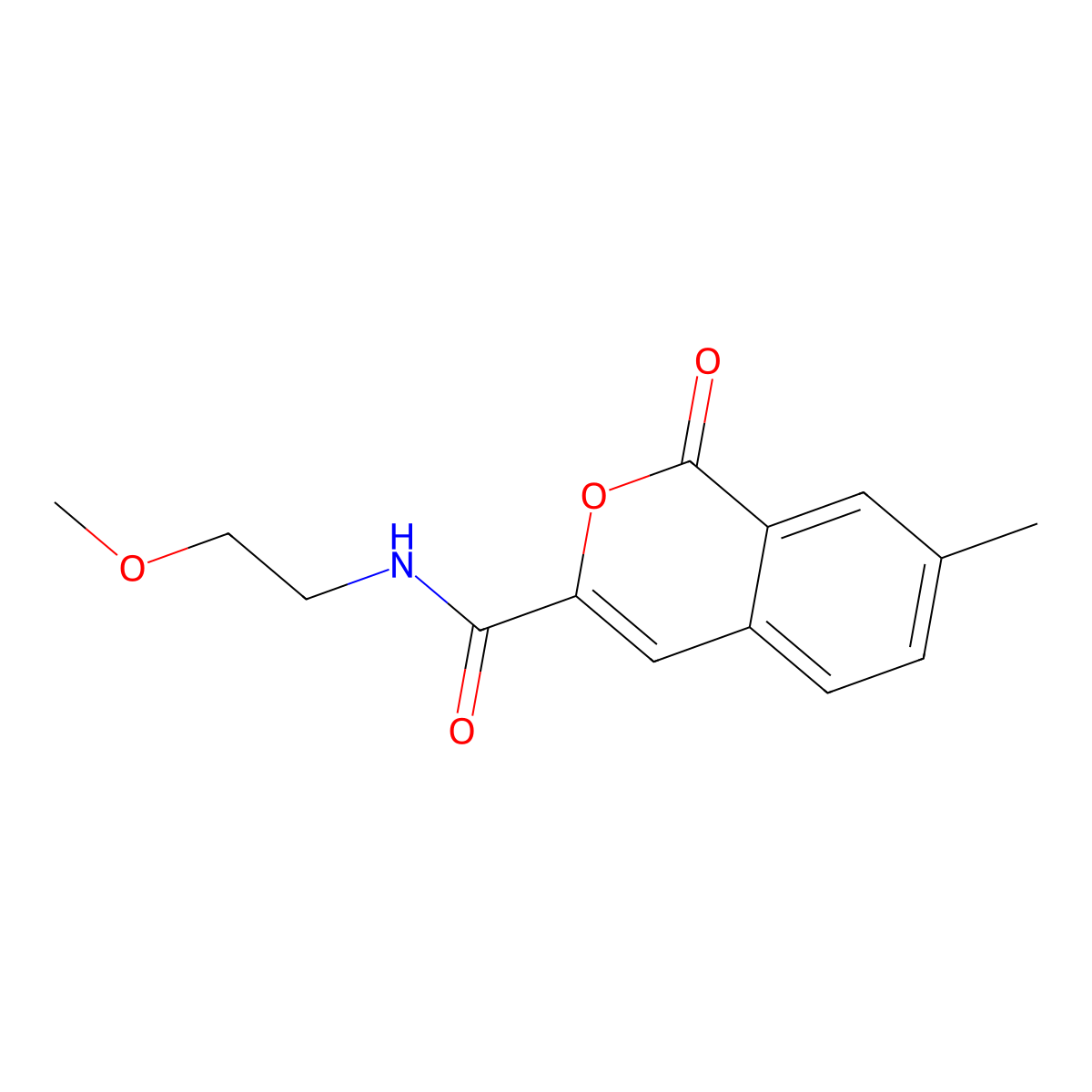 N-(2-methoxyethyl)-7-methyl-1-oxo-1H-isochromene-3-carboxamide molecular structure, CAS 3054555-21-1