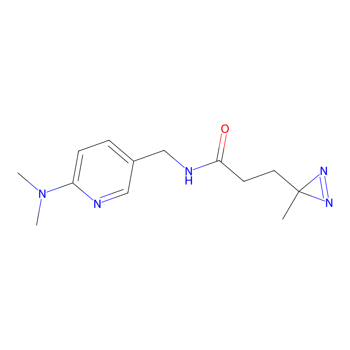 N-{[6-(dimethylamino)pyridin-3-yl]methyl}-3-(3-methyl-3H-diazirin-3-yl)propanamide molecular structure, CAS 3054555-25-5