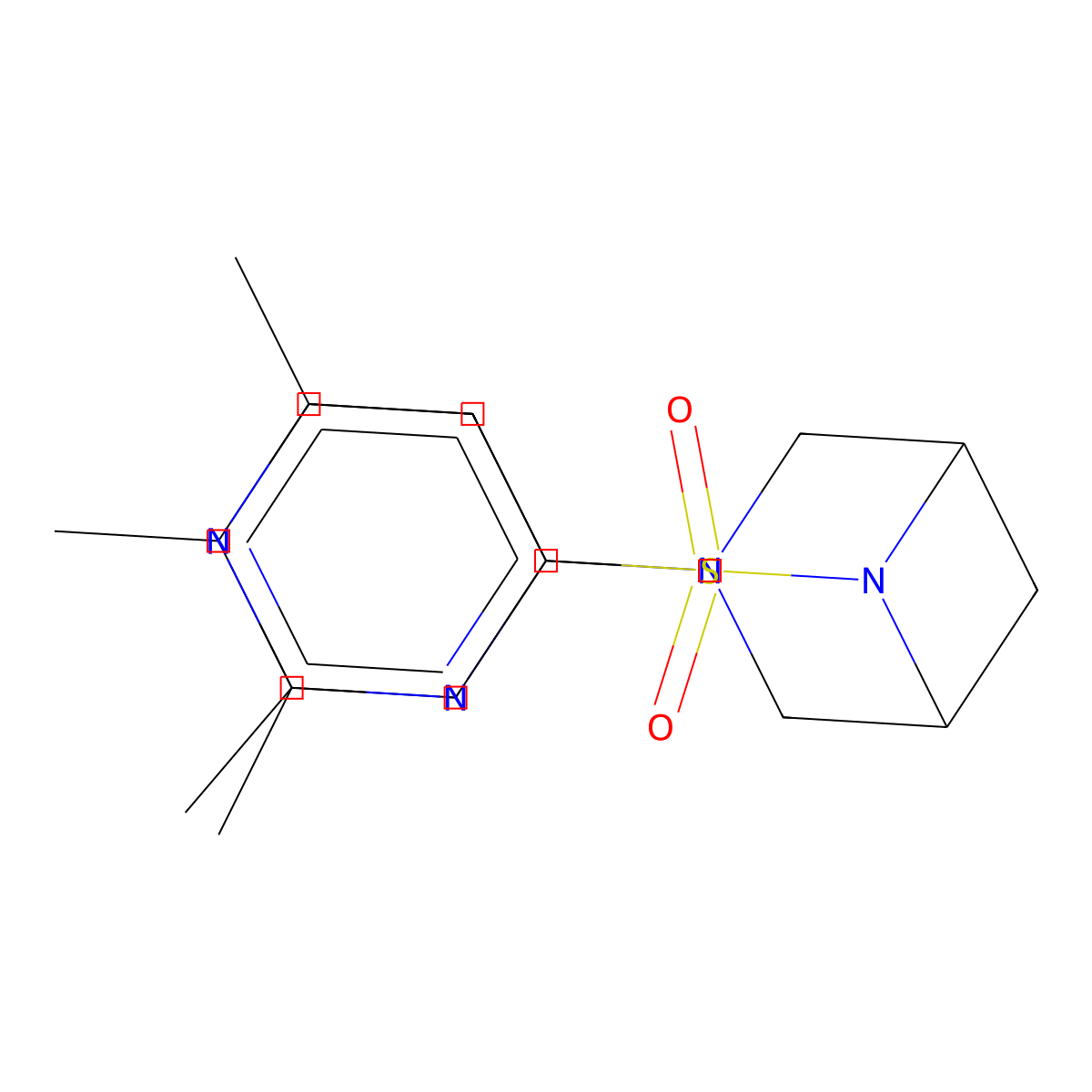 6-(3,4-Dimethylbenzenesulfonyl)-3-(2,6-dimethylpyrimidin-4-yl)-3,6-diazabicyclo[3.1.1]heptane molecular structure, CAS 3054555-26-6