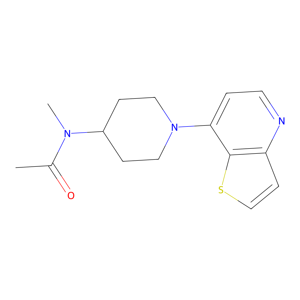 N-methyl-N-(1-{thieno[3,2-b]pyridin-7-yl}piperidin-4-yl)acetamide molecular structure, CAS 3054555-28-8