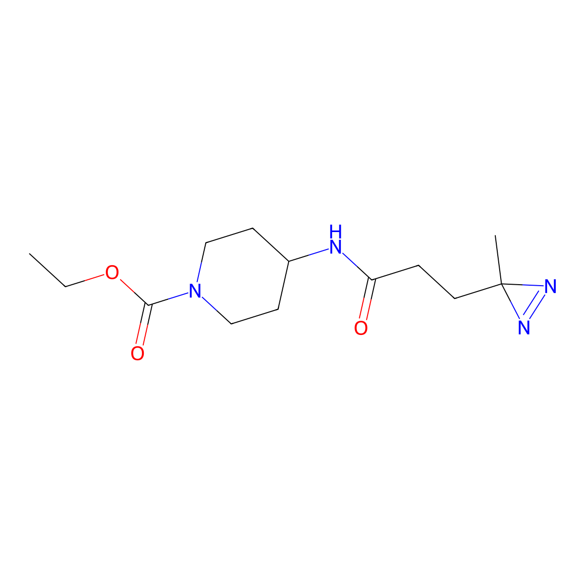 ethyl 4-[3-(3-methyl-3H-diazirin-3-yl)propanamido]piperidine-1-carboxylate molecular structure, CAS 3054555-29-9