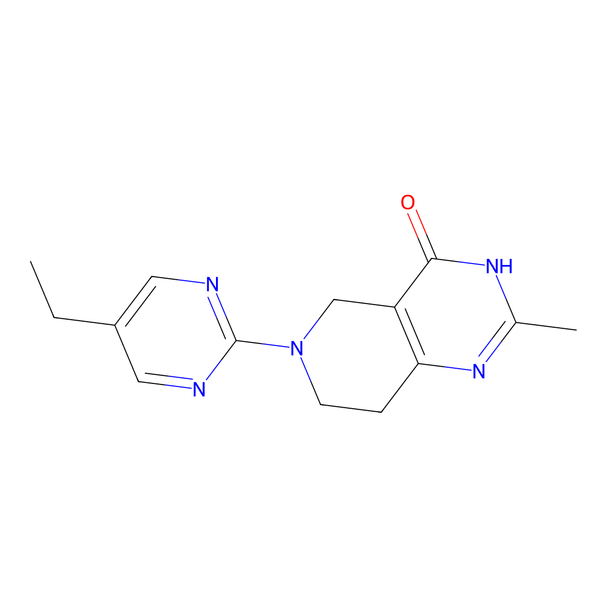 6-(5-ethylpyrimidin-2-yl)-2-methyl-3H,4H,5H,6H,7H,8H-pyrido[4,3-d]pyrimidin-4-one molecular structure, CAS 3054555-34-6