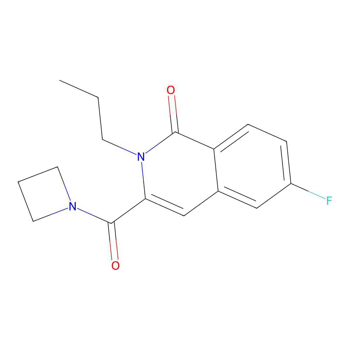 3-(Azetidine-1-carbonyl)-6-fluoro-2-propyl-1,2-dihydroisoquinolin-1-one molecular structure, CAS 3054555-36-8