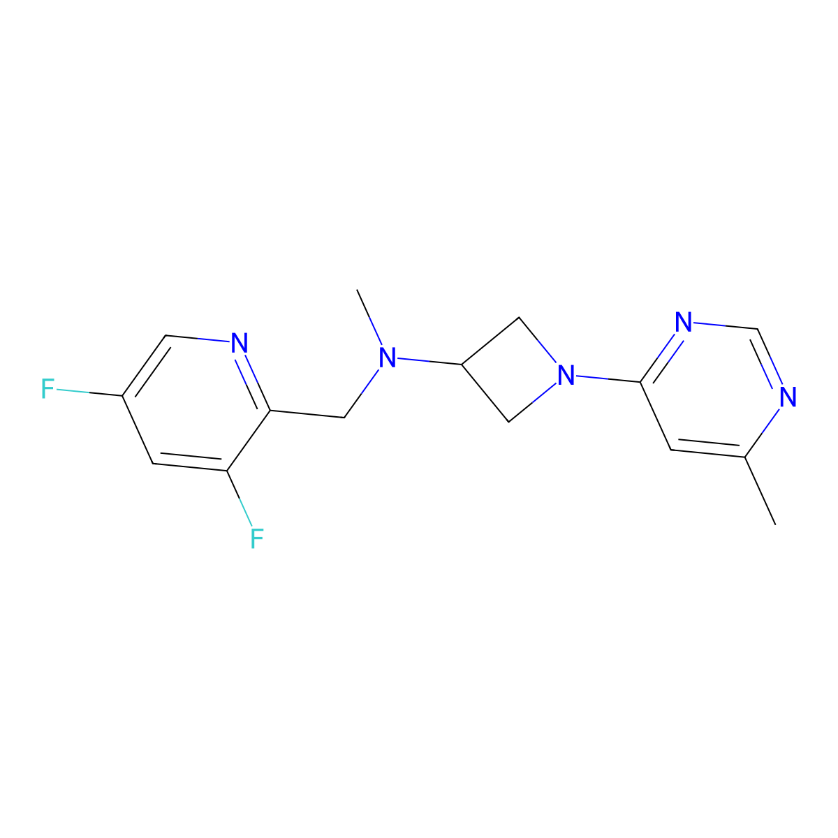 N-[(3,5-difluoropyridin-2-yl)methyl]-N-methyl-1-(6-methylpyrimidin-4-yl)azetidin-3-amine molecular structure, CAS 3054555-46-0