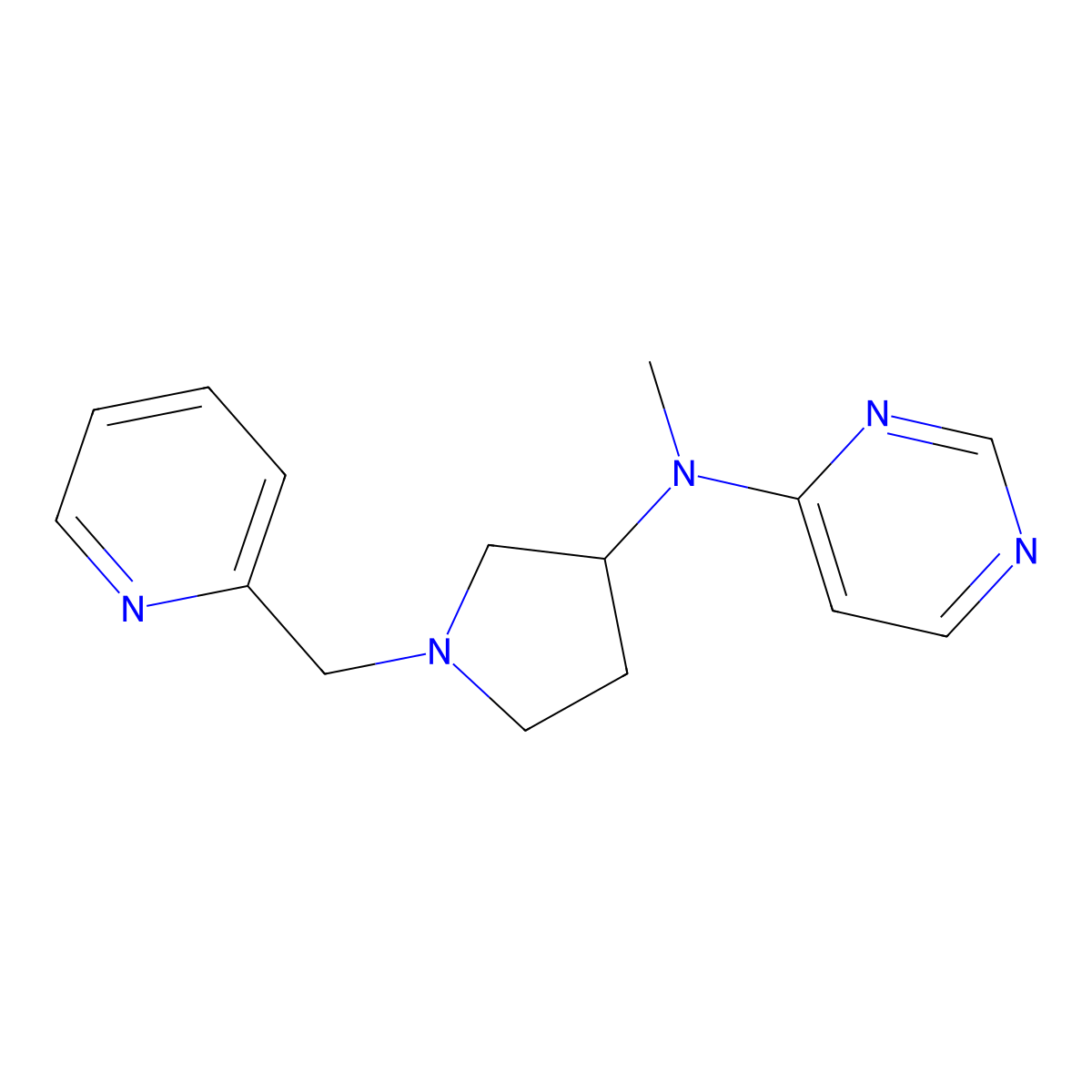 N-methyl-N-{1-[(pyridin-2-yl)methyl]pyrrolidin-3-yl}pyrimidin-4-amine molecular structure, CAS 3054555-50-6
