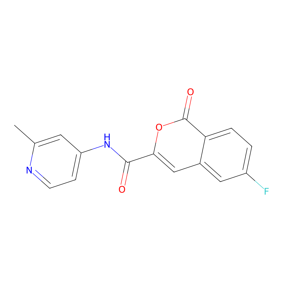 6-fluoro-N-(2-methylpyridin-4-yl)-1-oxo-1H-isochromene-3-carboxamide molecular structure, CAS 3054555-55-1
