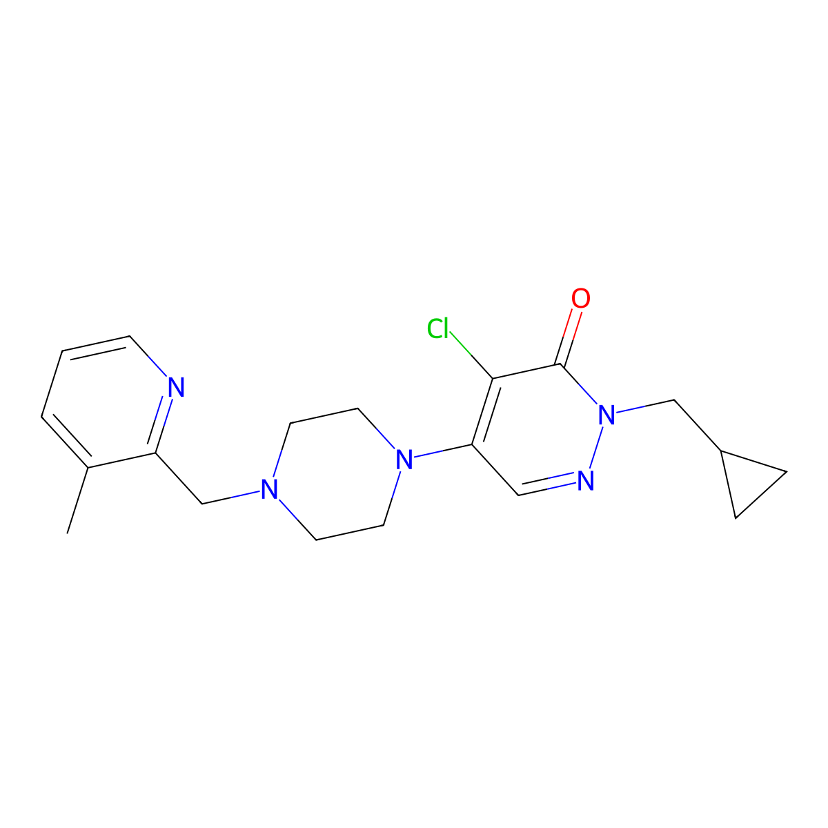4-Chloro-2-(cyclopropylmethyl)-5-{4-[(3-methylpyridin-2-yl)methyl]piperazin-1-yl}-2,3-dihydropyridazin-3-one molecular structure, CAS 3054555-58-4