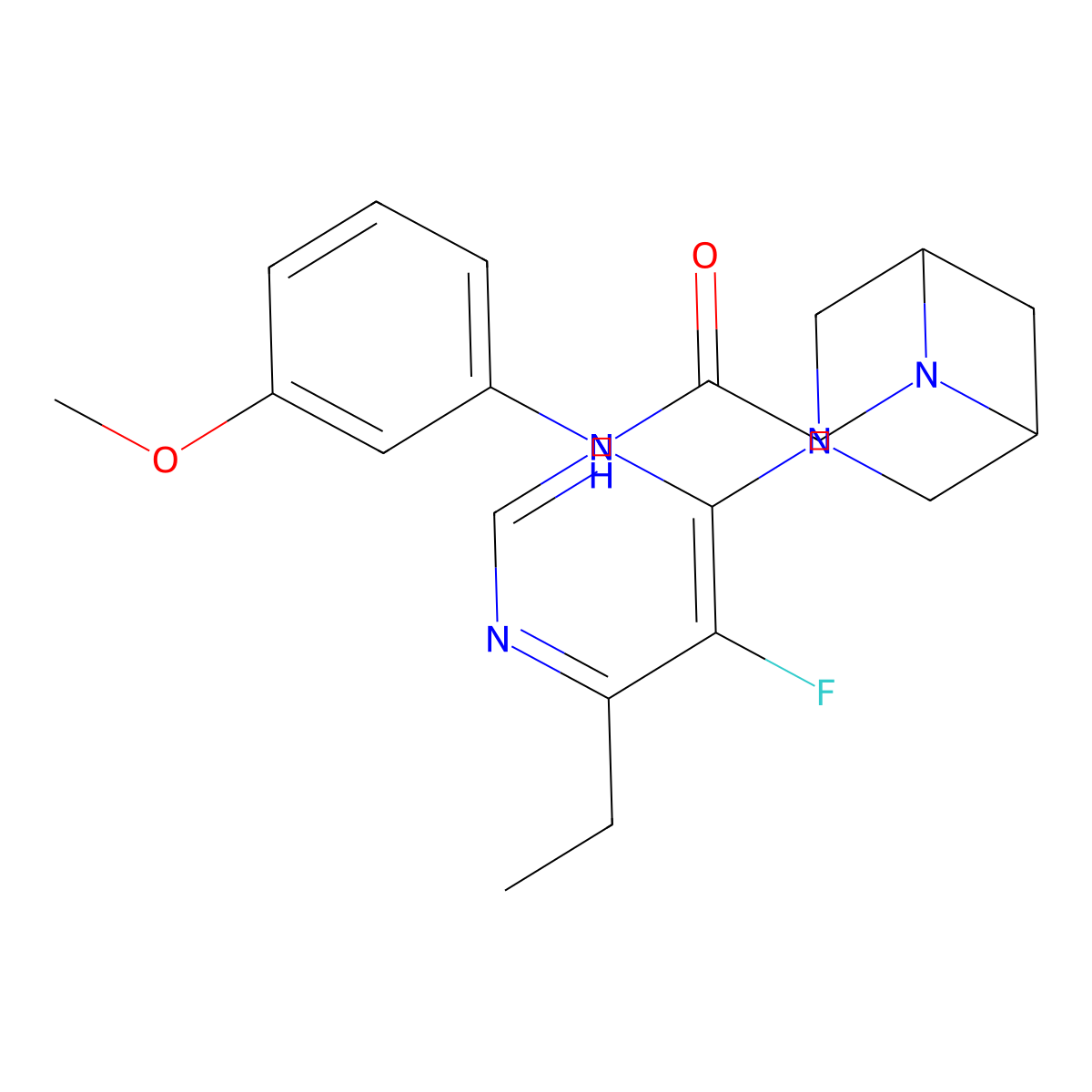 2-[3-(6-ethyl-5-fluoropyrimidin-4-yl)-3,6-diazabicyclo[3.1.1]heptan-6-yl]-N-(3-methoxyphenyl)acetamide molecular structure, CAS 3054555-63-1