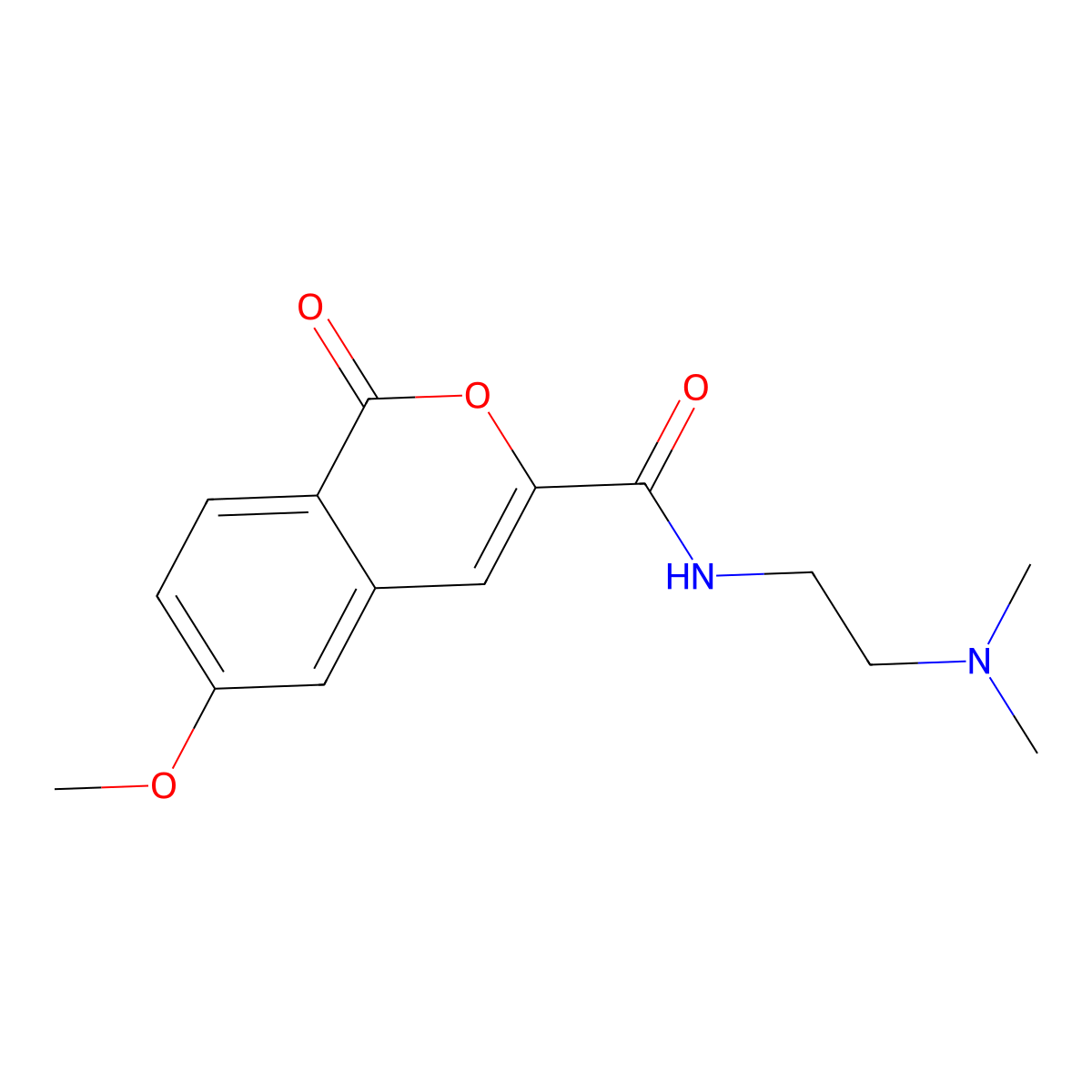 N-[2-(dimethylamino)ethyl]-6-methoxy-1-oxo-1H-isochromene-3-carboxamide molecular structure, CAS 3054555-64-2