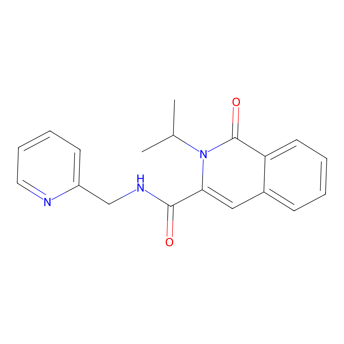 1-oxo-2-(propan-2-yl)-N-[(pyridin-2-yl)methyl]-1,2-dihydroisoquinoline-3-carboxamide molecular structure, CAS 3054555-73-3