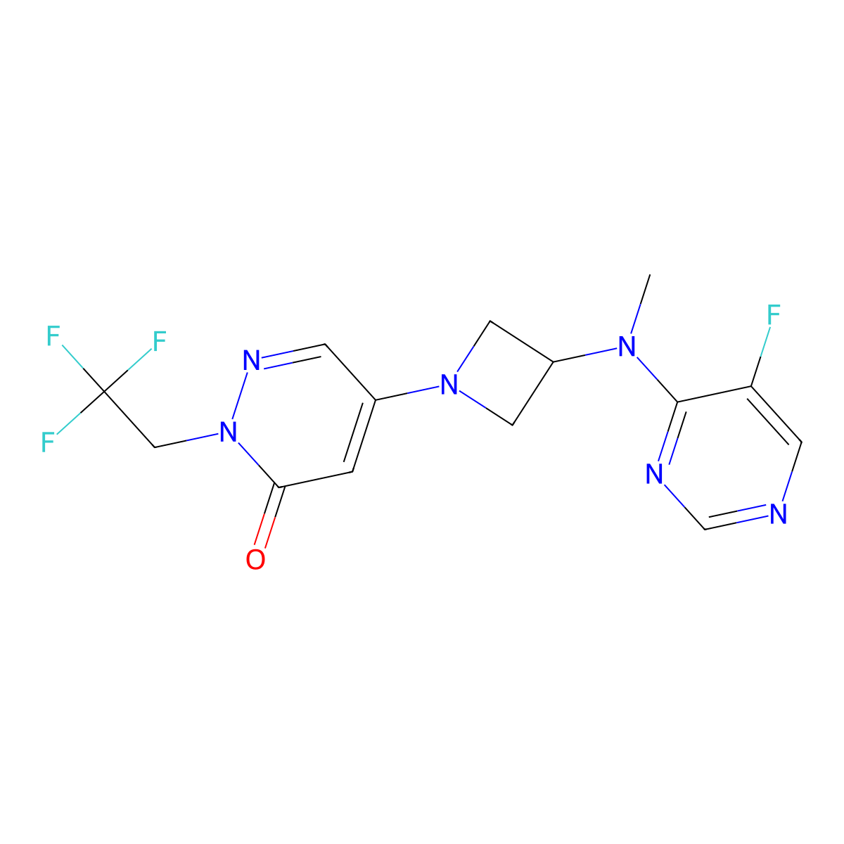 5-{3-[(5-Fluoropyrimidin-4-yl)(methyl)amino]azetidin-1-yl}-2-(2,2,2-trifluoroethyl)-2,3-dihydropyridazin-3-one molecular structure, CAS 3054555-80-2