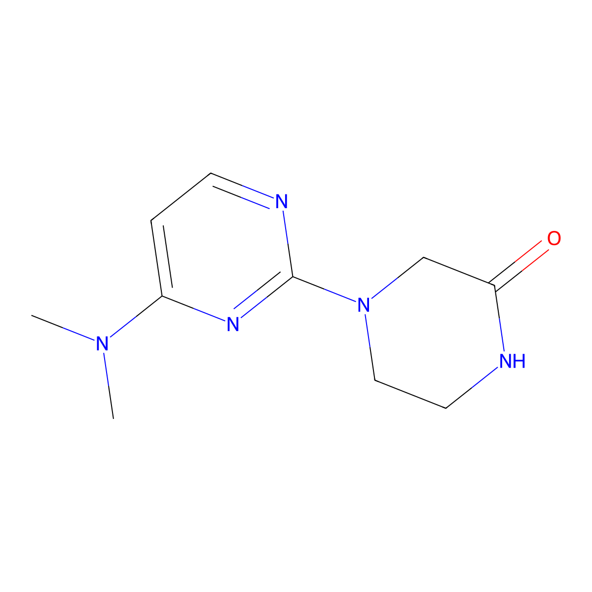 4-[4-(Dimethylamino)pyrimidin-2-yl]piperazin-2-one molecular structure, CAS 3054555-90-4