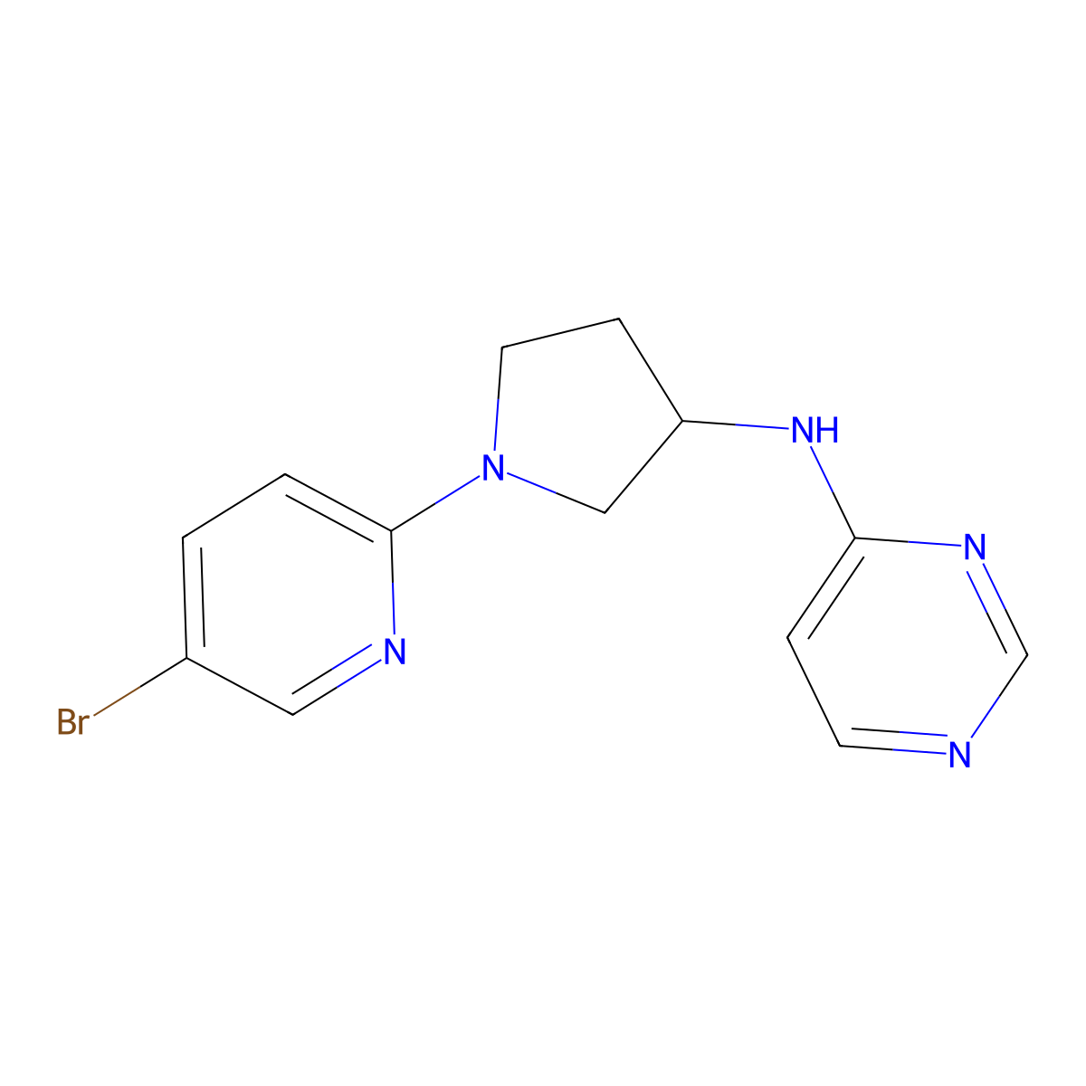 N-[1-(5-bromopyridin-2-yl)pyrrolidin-3-yl]pyrimidin-4-amine molecular structure, CAS 3054555-95-9