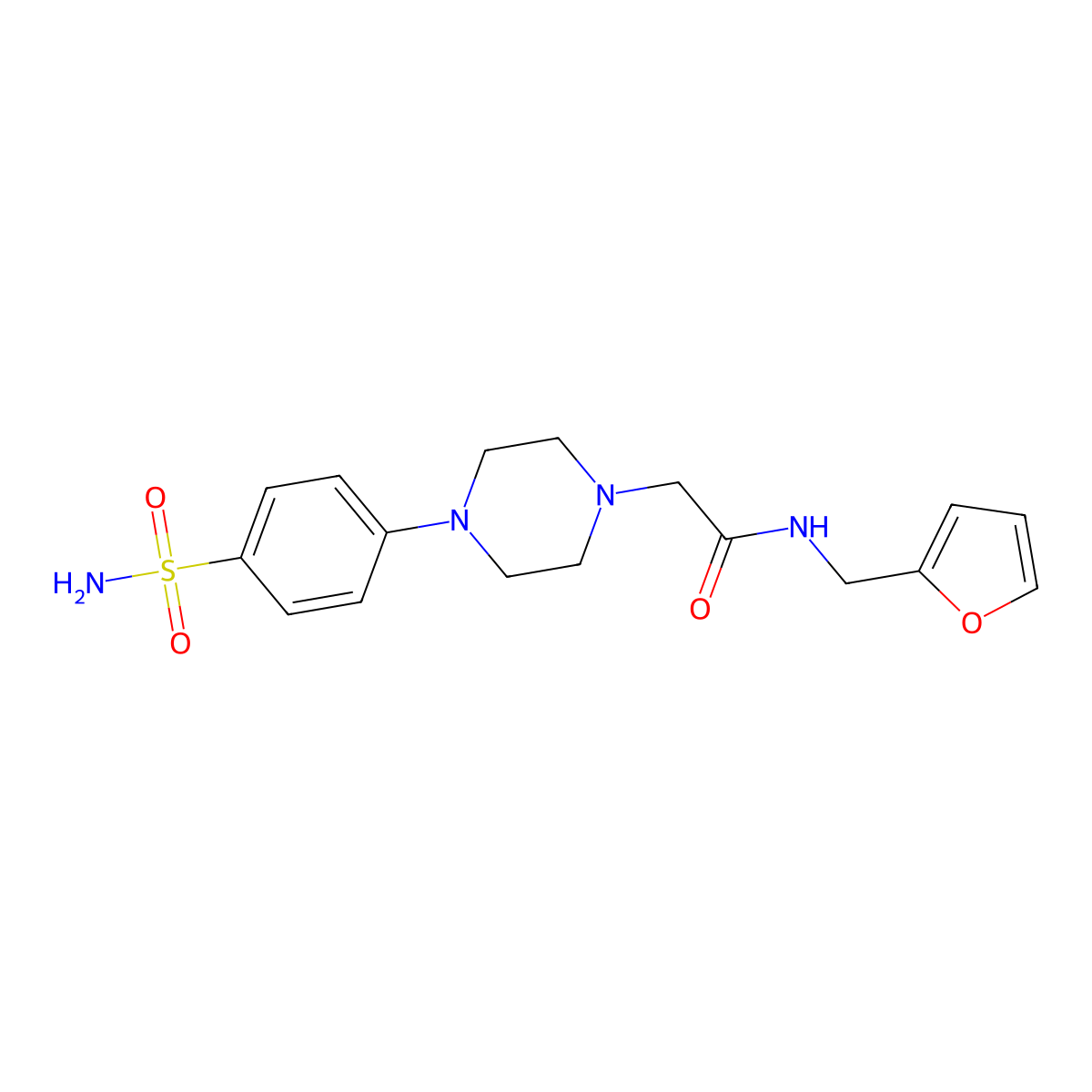 N-[(furan-2-yl)methyl]-2-[4-(4-sulfamoylphenyl)piperazin-1-yl]acetamide molecular structure, CAS 3054556-04-3