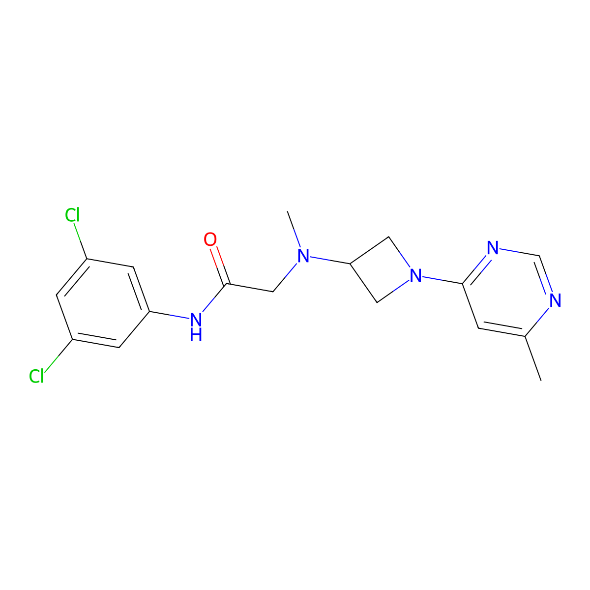 N-(3,5-dichlorophenyl)-2-{methyl[1-(6-methylpyrimidin-4-yl)azetidin-3-yl]amino}acetamide molecular structure, CAS 3054556-06-5