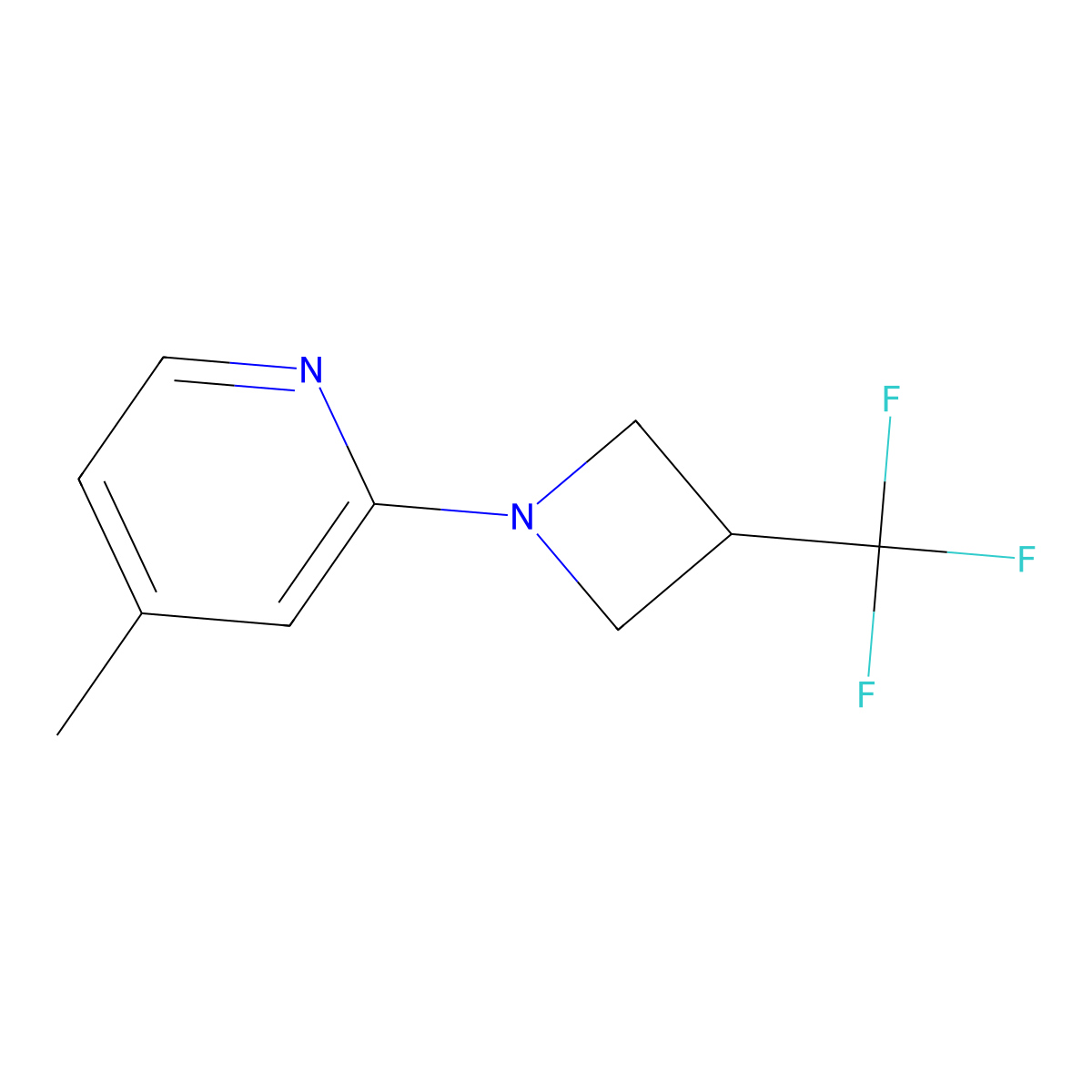 4-Methyl-2-[3-(trifluoromethyl)azetidin-1-yl]pyridine molecular structure, CAS 3054556-10-1