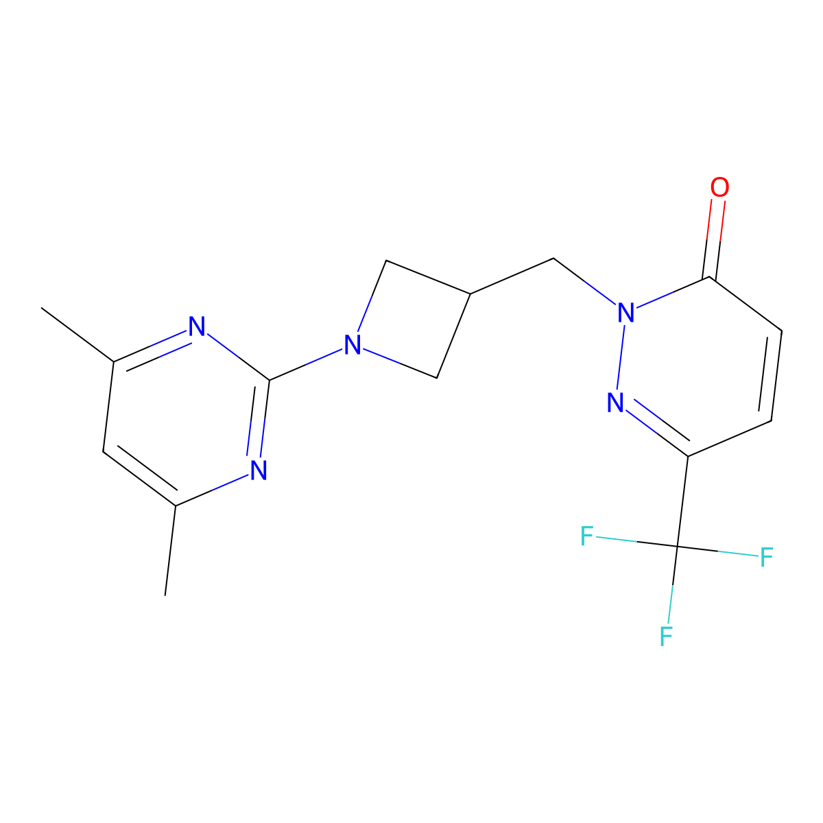 2-{[1-(4,6-Dimethylpyrimidin-2-yl)azetidin-3-yl]methyl}-6-(trifluoromethyl)-2,3-dihydropyridazin-3-one molecular structure, CAS 3054556-12-3