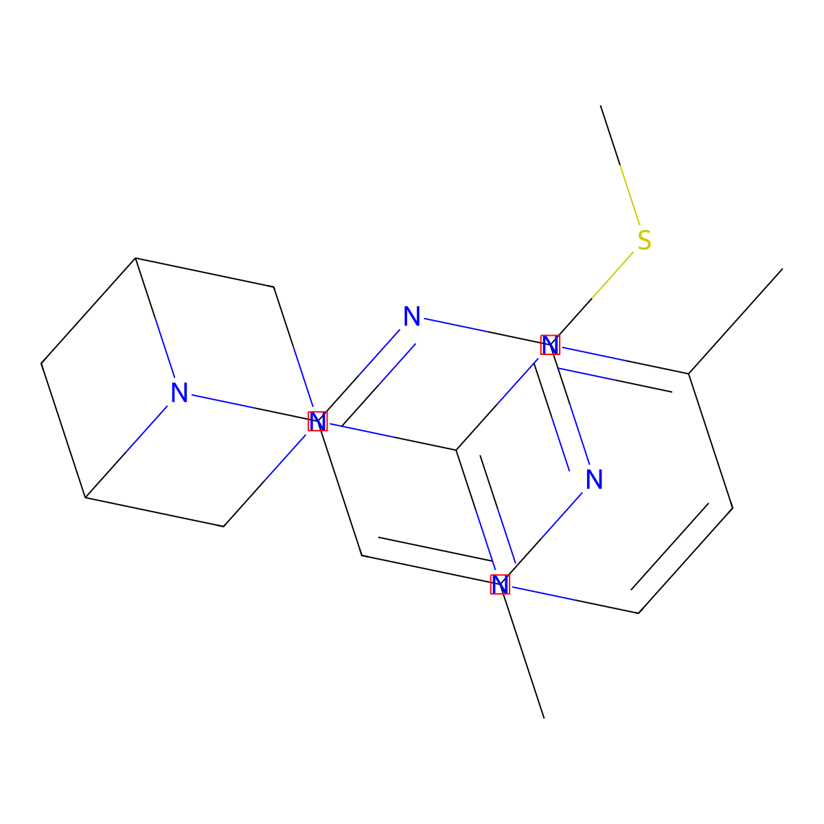 6-[6-Methyl-2-(methylsulfanyl)pyrimidin-4-yl]-3-(4-methylpyrimidin-2-yl)-3,6-diazabicyclo[3.1.1]heptane molecular structure, CAS 3054556-13-4