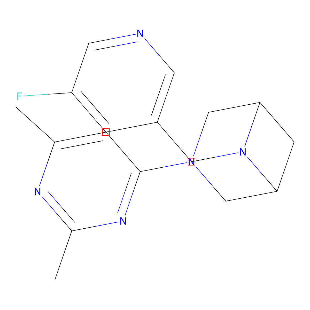 3-(2,6-Dimethylpyrimidin-4-yl)-6-[(5-fluoropyridin-3-yl)methyl]-3,6-diazabicyclo[3.1.1]heptane molecular structure, CAS 3054556-14-5