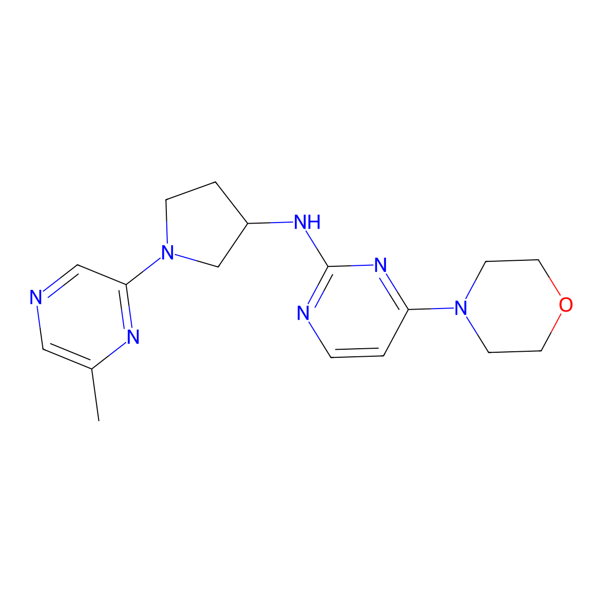 N-[1-(6-methylpyrazin-2-yl)pyrrolidin-3-yl]-4-(morpholin-4-yl)pyrimidin-2-amine molecular structure, CAS 3054556-19-0