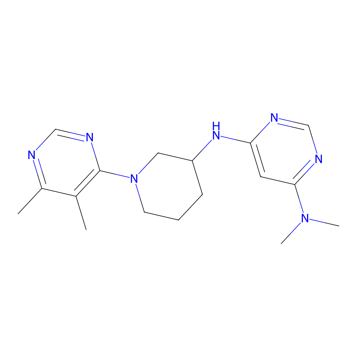 N6-[1-(5,6-dimethylpyrimidin-4-yl)piperidin-3-yl]-N4,N4-dimethylpyrimidine-4,6-diamine molecular structure, CAS 3054556-21-4