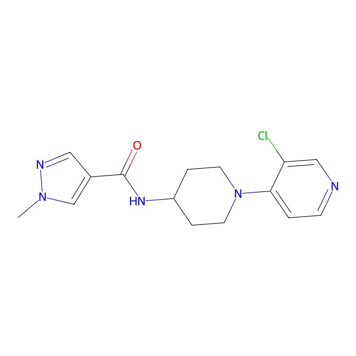 N-[1-(3-chloropyridin-4-yl)piperidin-4-yl]-1-methyl-1H-pyrazole-4-carboxamide molecular structure, CAS 3054556-22-5