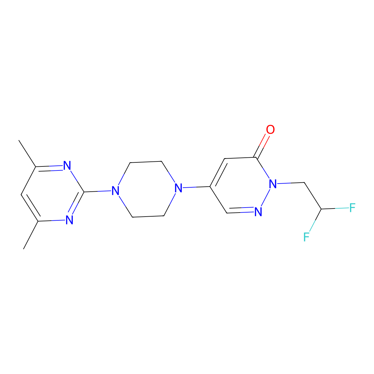 2-(2,2-Difluoroethyl)-5-[4-(4,6-dimethylpyrimidin-2-yl)piperazin-1-yl]-2,3-dihydropyridazin-3-one molecular structure, CAS 3054556-35-0