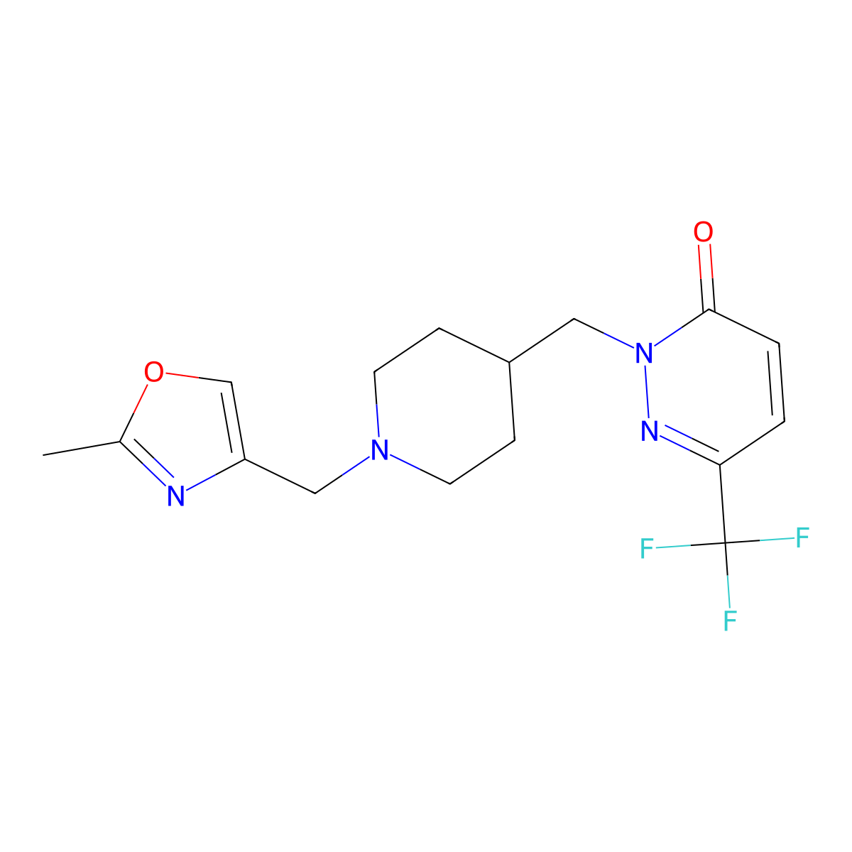 2-({1-[(2-Methyl-1,3-oxazol-4-yl)methyl]piperidin-4-yl}methyl)-6-(trifluoromethyl)-2,3-dihydropyridazin-3-one molecular structure, CAS 3054556-37-2