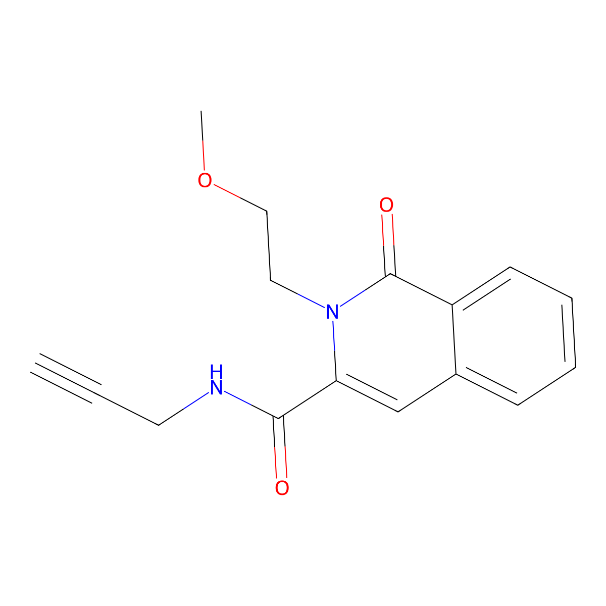 2-(2-methoxyethyl)-1-oxo-N-(prop-2-yn-1-yl)-1,2-dihydroisoquinoline-3-carboxamide molecular structure, CAS 3054556-38-3