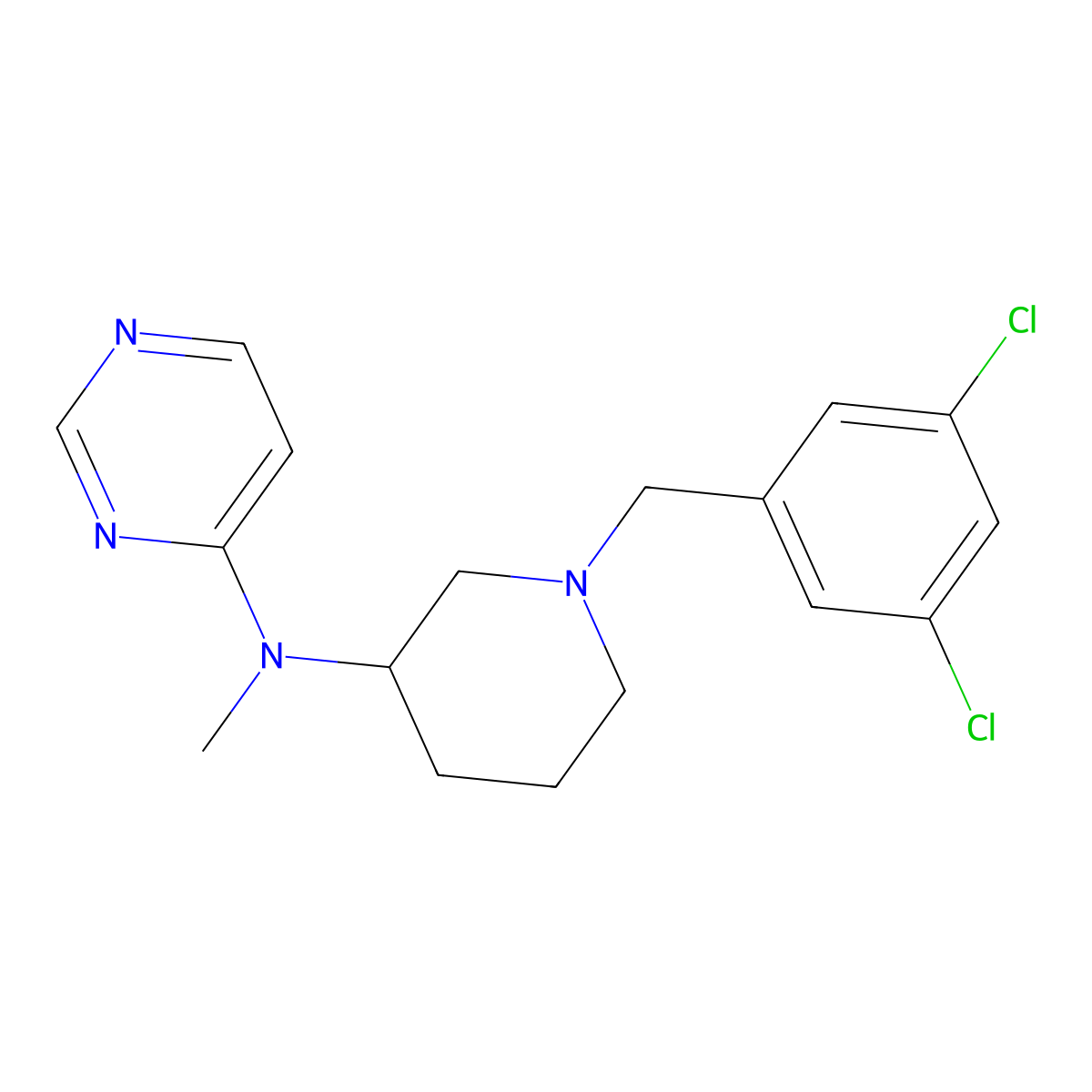 N-{1-[(3,5-dichlorophenyl)methyl]piperidin-3-yl}-N-methylpyrimidin-4-amine molecular structure, CAS 3054556-40-7