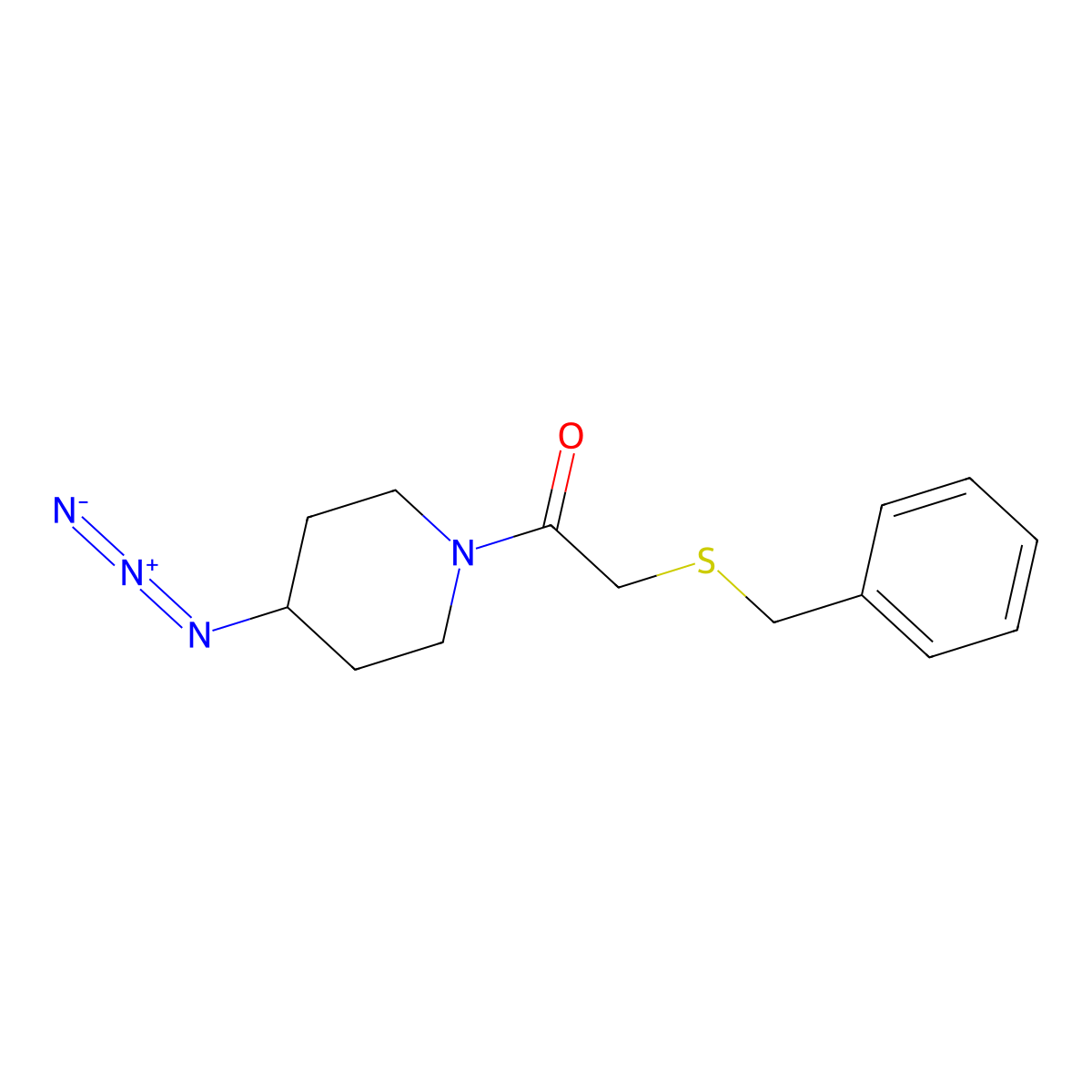1-(4-Azidopiperidin-1-yl)-2-(benzylsulfanyl)ethan-1-one molecular structure, CAS 3054556-45-2