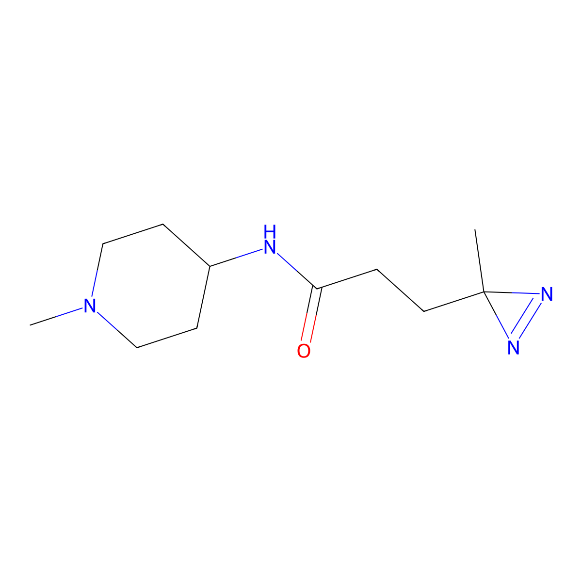 3-(3-methyl-3H-diazirin-3-yl)-N-(1-methylpiperidin-4-yl)propanamide molecular structure, CAS 3054556-50-9