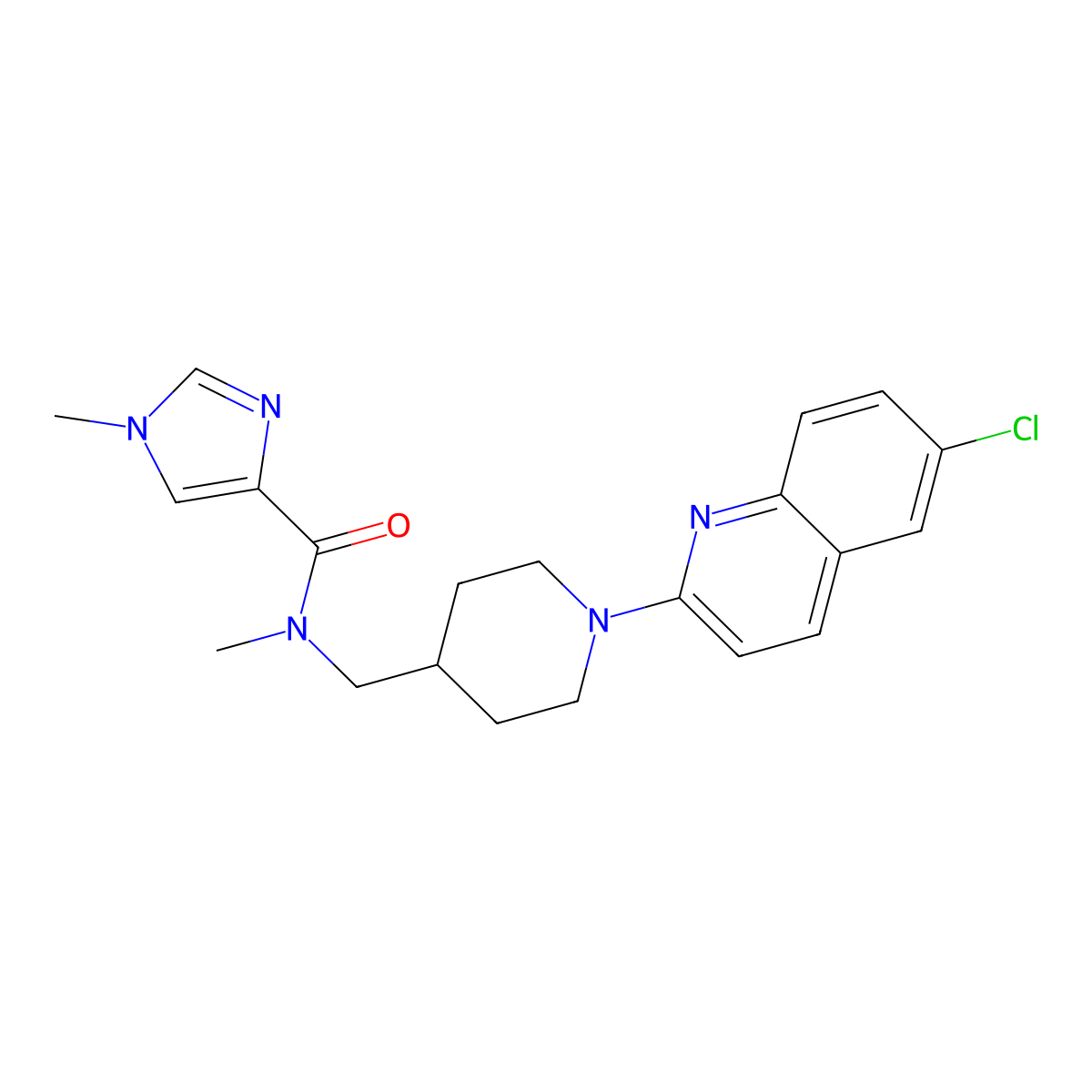 N-{[1-(6-chloroquinolin-2-yl)piperidin-4-yl]methyl}-N,1-dimethyl-1H-imidazole-4-carboxamide molecular structure, CAS 3054556-54-3