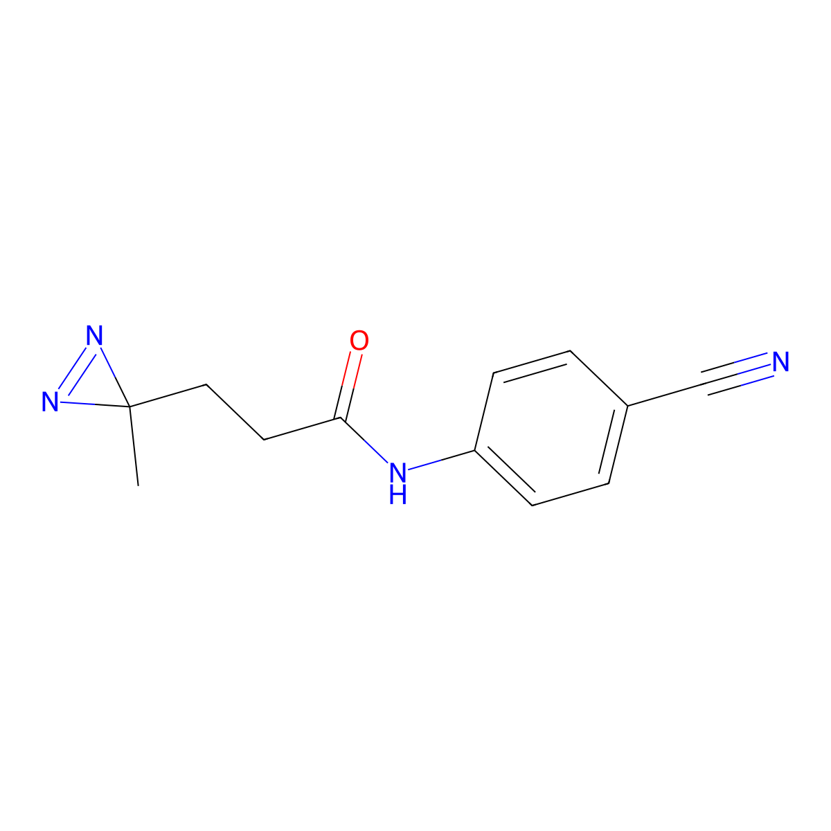 N-(4-cyanophenyl)-3-(3-methyl-3H-diazirin-3-yl)propanamide molecular structure, CAS 3054556-61-2
