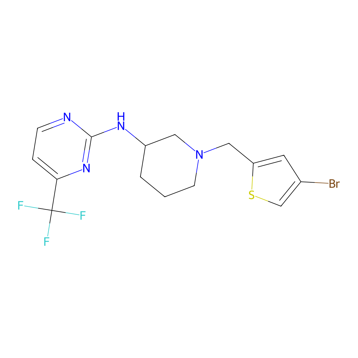 N-{1-[(4-bromothiophen-2-yl)methyl]piperidin-3-yl}-4-(trifluoromethyl)pyrimidin-2-amine molecular structure, CAS 3054556-64-5