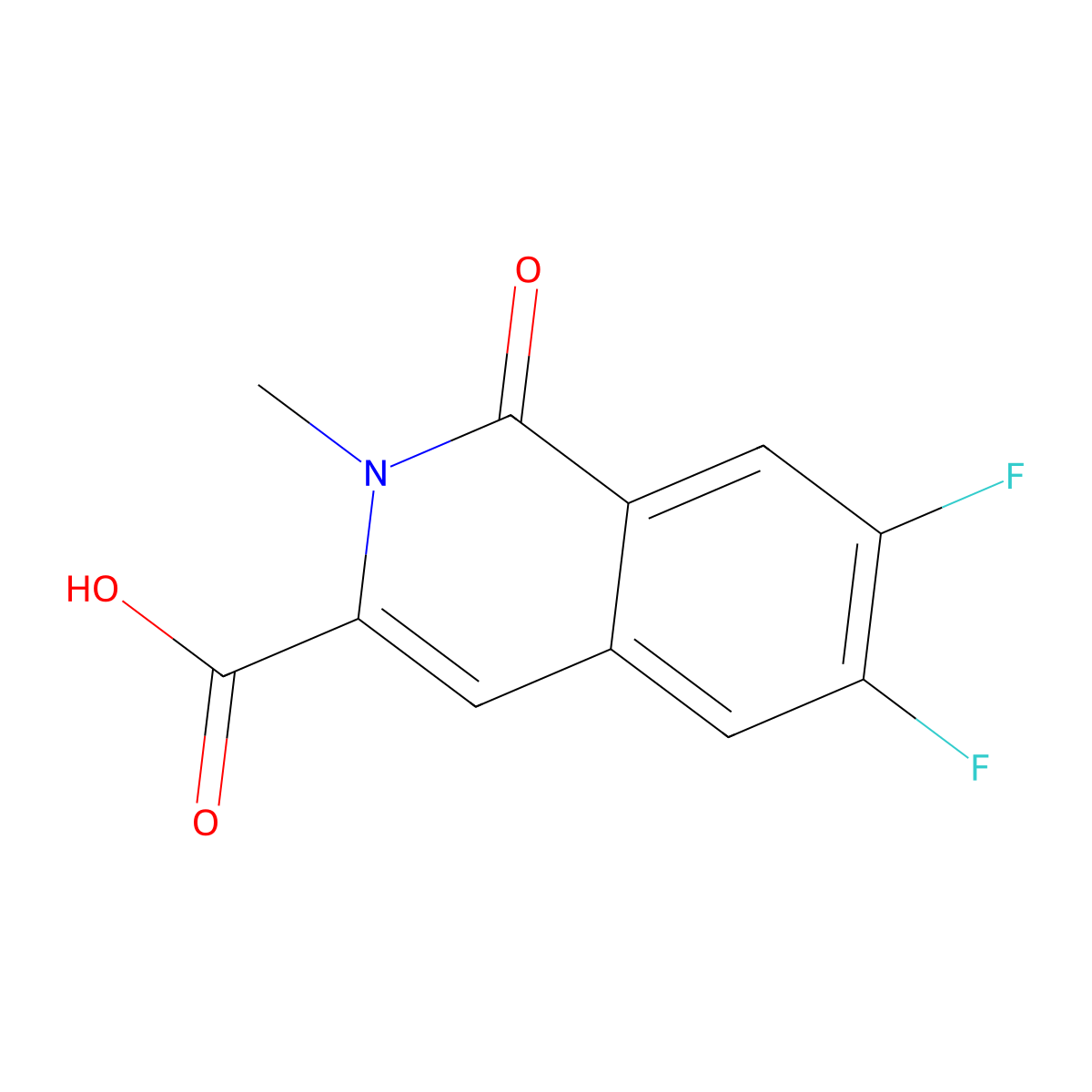 6,7-Difluoro-2-methyl-1-oxoisoquinoline-3-carboxylic acid molecular structure, CAS 3054556-70-3