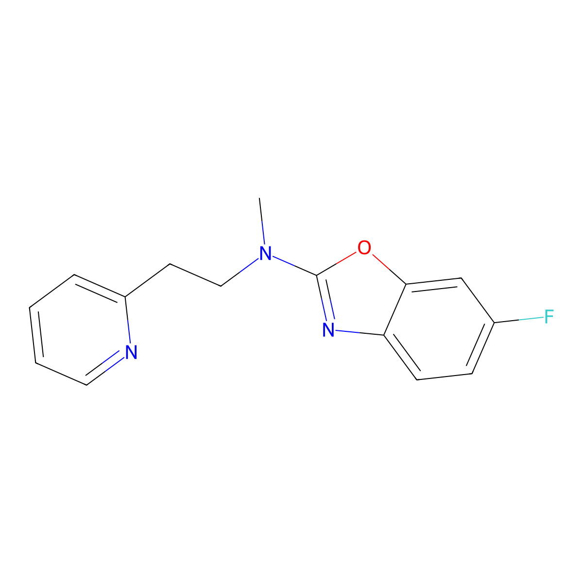 6-fluoro-N-methyl-N-[2-(pyridin-2-yl)ethyl]-1,3-benzoxazol-2-amine molecular structure, CAS 3054556-71-4