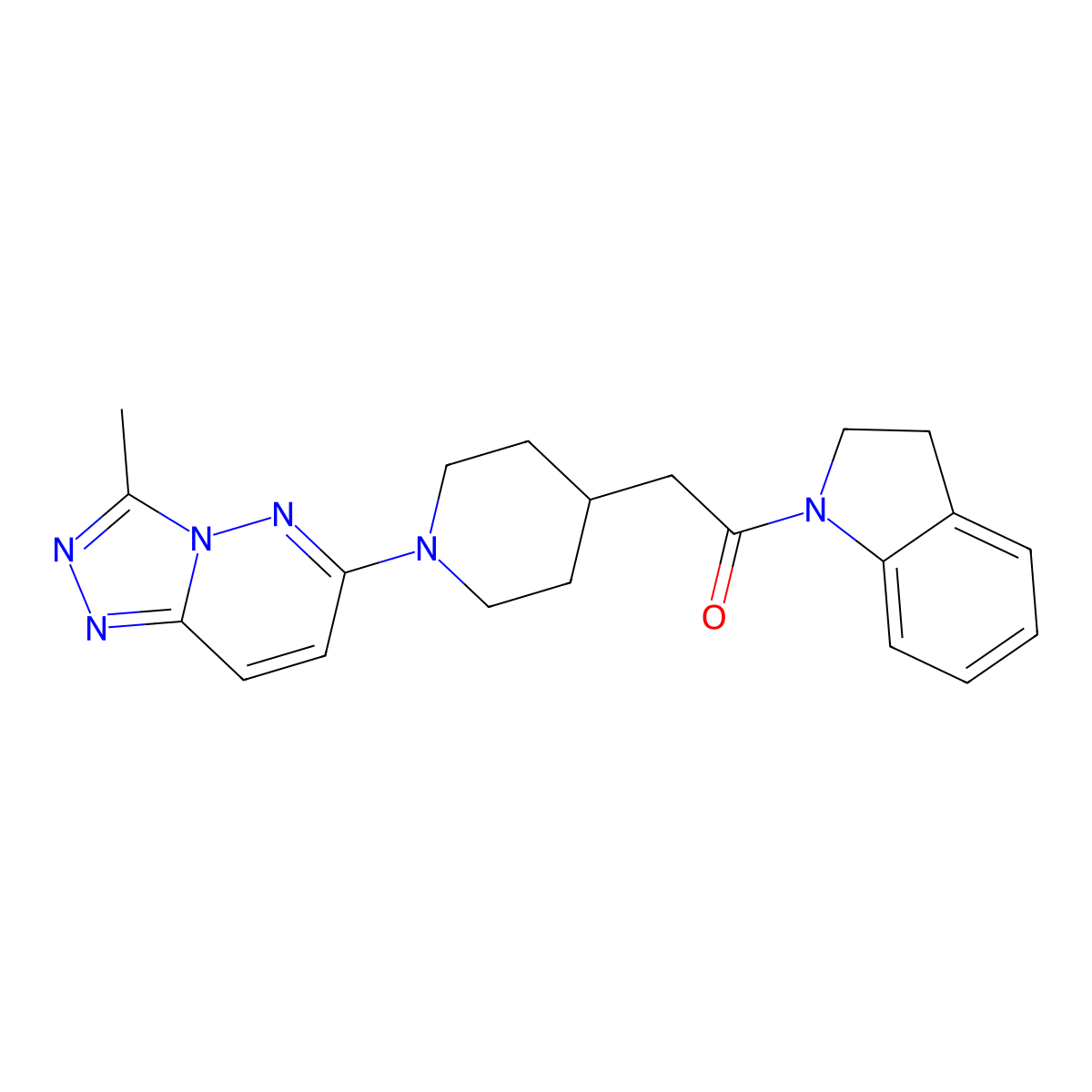 1-(2,3-dihydro-1H-indol-1-yl)-2-(1-{3-methyl-[1,2,4]triazolo[4,3-b]pyridazin-6-yl}piperidin-4-yl)ethan-1-one molecular structure, CAS 3054556-72-5