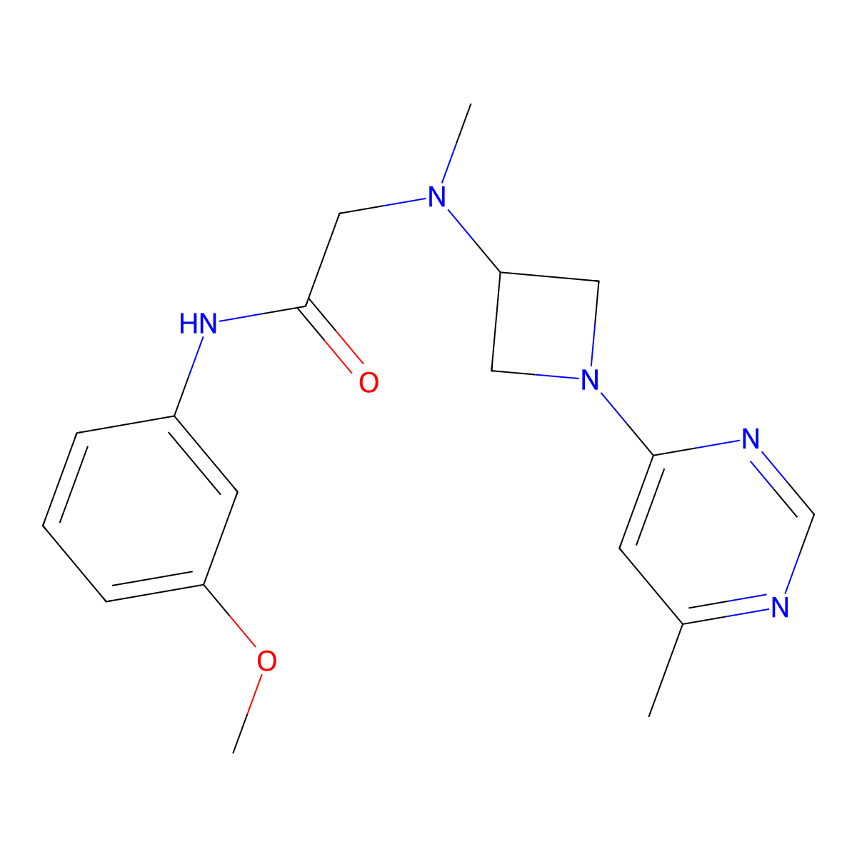 N-(3-methoxyphenyl)-2-{methyl[1-(6-methylpyrimidin-4-yl)azetidin-3-yl]amino}acetamide molecular structure, CAS 3054556-73-6