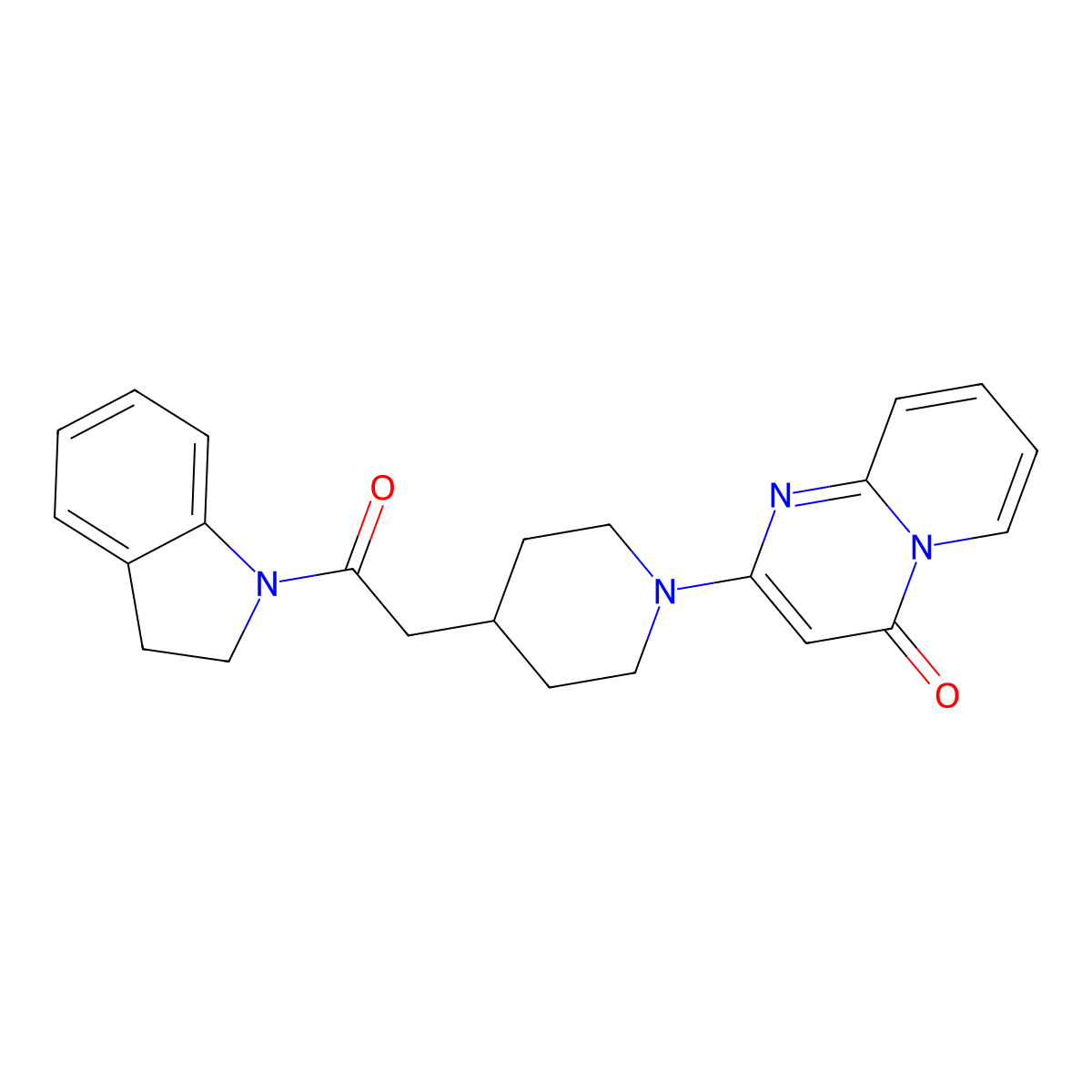 2-{4-[2-(2,3-dihydro-1H-indol-1-yl)-2-oxoethyl]piperidin-1-yl}-4H-pyrido[1,2-a]pyrimidin-4-one molecular structure, CAS 3054556-82-7