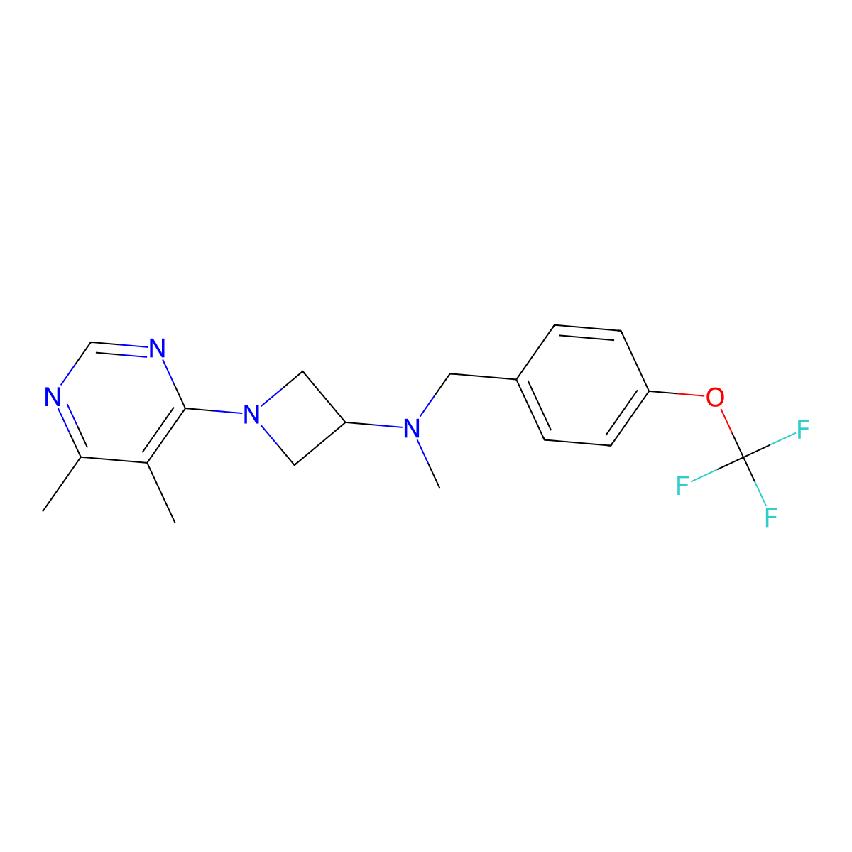 1-(5,6-dimethylpyrimidin-4-yl)-N-methyl-N-{[4-(trifluoromethoxy)phenyl]methyl}azetidin-3-amine molecular structure, CAS 3054556-84-9
