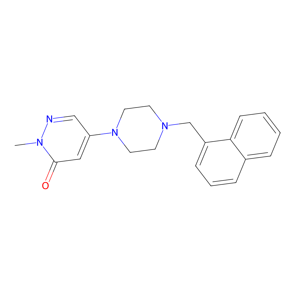 2-Methyl-5-[4-(naphthalen-1-ylmethyl)piperazin-1-yl]pyridazin-3-one molecular structure, CAS 3054556-86-1
