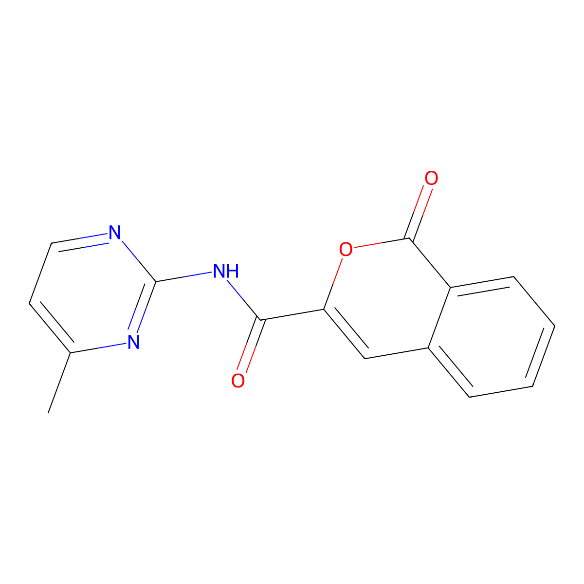 N-(4-methylpyrimidin-2-yl)-1-oxo-1H-isochromene-3-carboxamide molecular structure, CAS 3054556-94-1