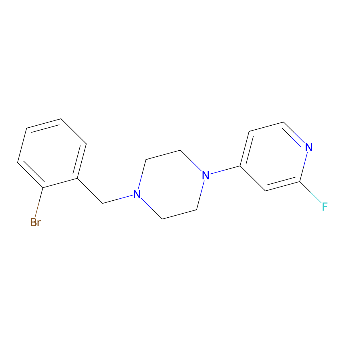 1-[(2-Bromophenyl)methyl]-4-(2-fluoropyridin-4-yl)piperazine molecular structure, CAS 3054556-95-2
