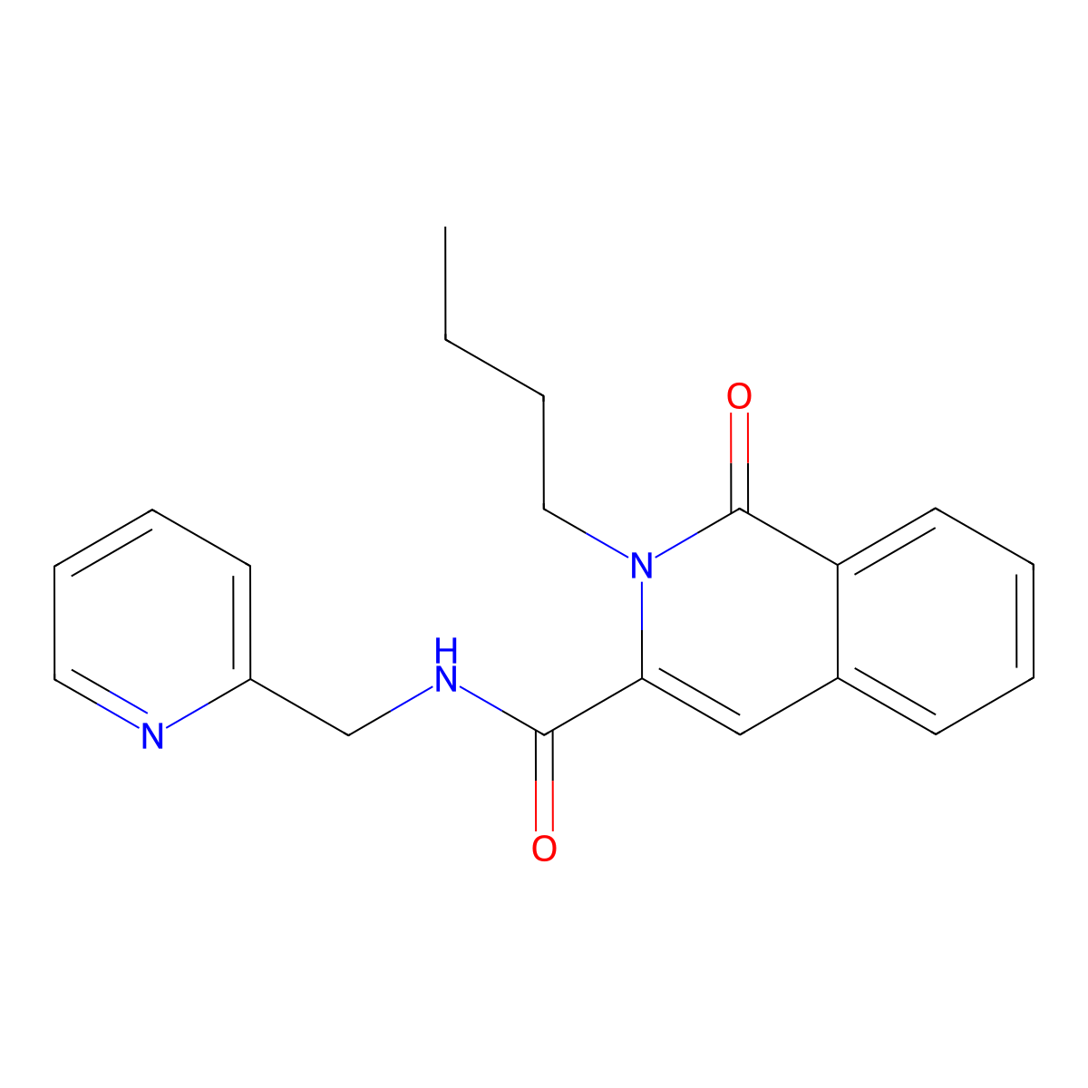 2-butyl-1-oxo-N-[(pyridin-2-yl)methyl]-1,2-dihydroisoquinoline-3-carboxamide molecular structure, CAS 3054557-02-4