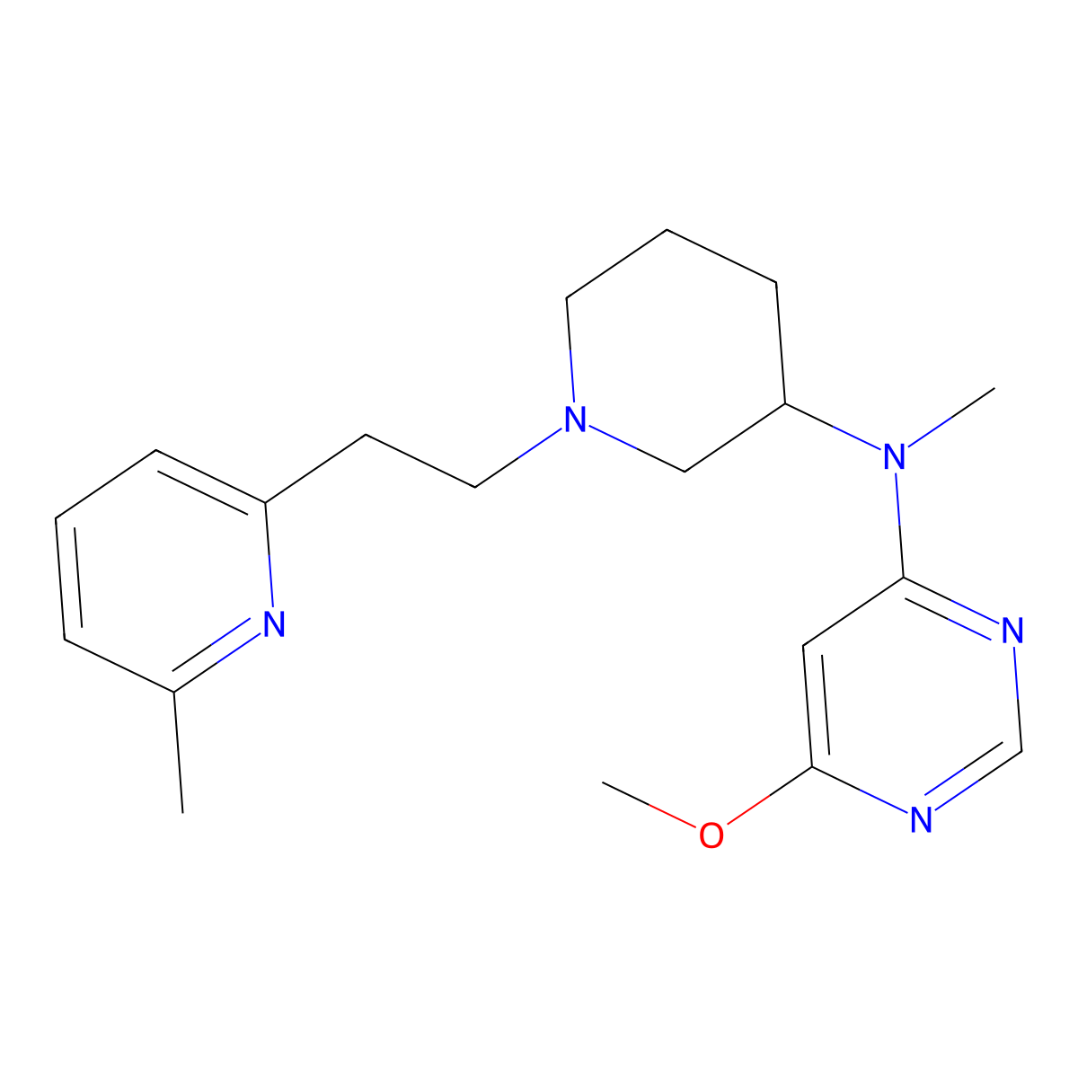 6-methoxy-N-methyl-N-{1-[2-(6-methylpyridin-2-yl)ethyl]piperidin-3-yl}pyrimidin-4-amine molecular structure, CAS 3054557-13-7
