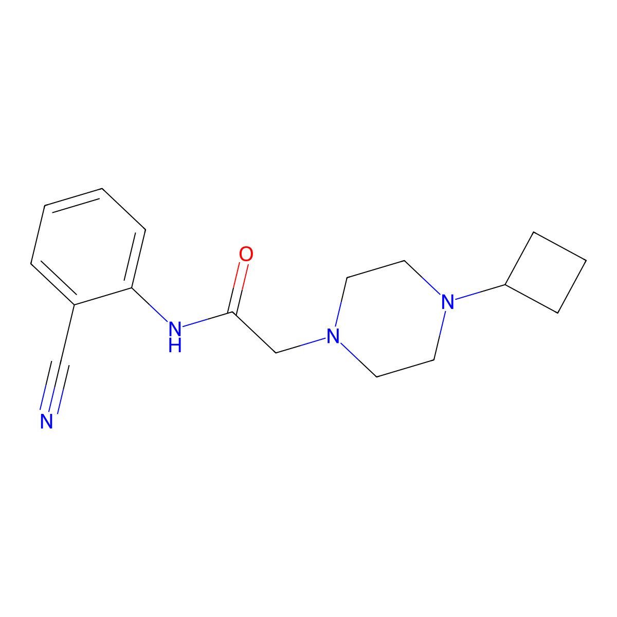 N-(2-cyanophenyl)-2-(4-cyclobutylpiperazin-1-yl)acetamide molecular structure, CAS 3054557-19-3